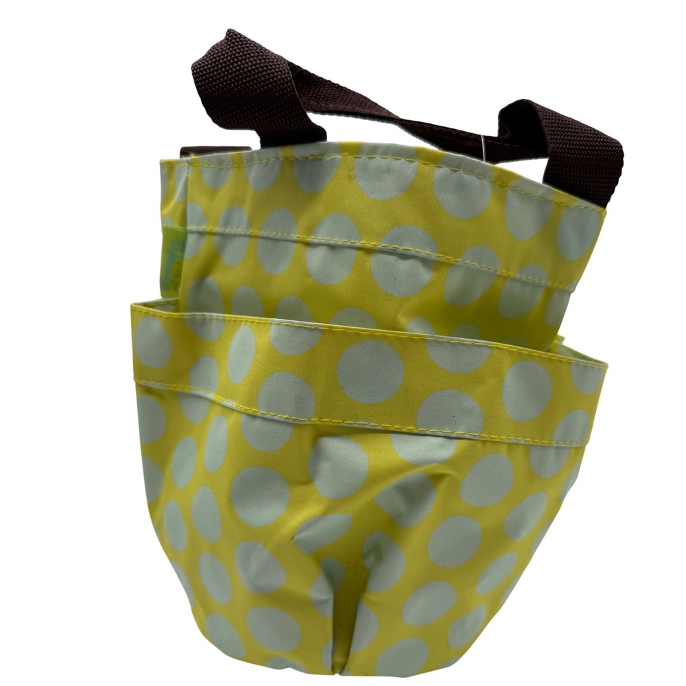 Initials Inc‎ Yellow Mint Polka Dot Small Shower Beach Caddy Mesh Bottom NWT